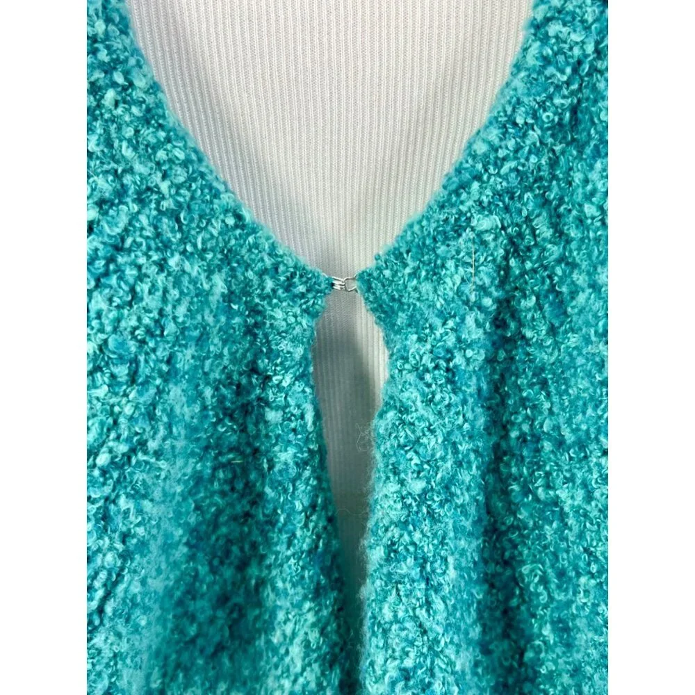 VTG Victoria’s Secret Teal V-Neck Ruffled Knit Cardigan S| Cottagecore Fairy Y2K - Picture 4 of 14